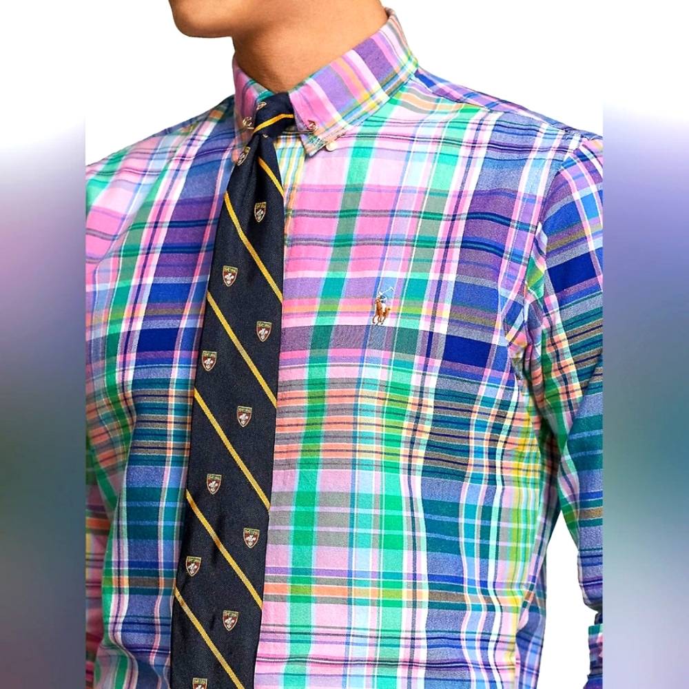 NWOT Ralph Lauren Plaid Cotton Poplin Shirt Medium